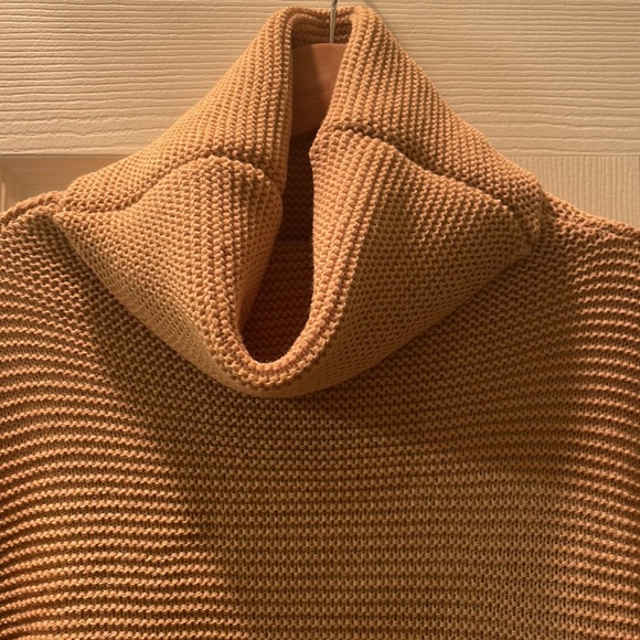 Bohemian Mustard Tan Knit Turtleneck Cozy Pullover Rib Winter Trendy Sweater - Picture 5 of 8